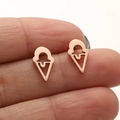 Detail of rose gold ice cream cone earrings with hollow design on skin for scale - Ice Cream Style (681) / Rose Gold
