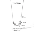 Dettaglio catena serpente in acciaio inossidabile argento con ciondolo a sfera e misure - Stile a Perle Geometriche (YYN023492)