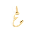Gold plated letter E pendant with hollow heart detail and polished finish - Letter E / 10mm Height (Without Loop) / Gold