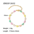 18k gold plated stainless steel bracelet with colorful enamel butterfly charms - Gold Colorful Butterfly Bracelet