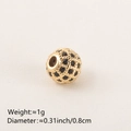 Golden hollowed-out bead with black cubic zirconia for DIY bracelets and necklaces - 8MM Black Zirconia Gold Plated