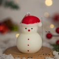 Miniature white snowman scented candle with red hat on wooden base for Xmas decor - Large Snowman