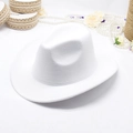 Classic white felt cowboy hat with a minimalist design for a sophisticated western style - White