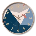 Modern 12-inch silent wall clock with geometric blue blocks and gold-tone hands - Dial E Rose Gold Frame