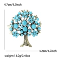 Antique bronze tree of life brooch with green turquoise beads and size dimensions - Turquoise Blue