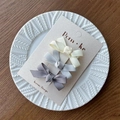 Three-piece set of gradient grosgrain ribbon bow hair clips in beige and grey shades - Gray