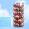 Lot de 24 boules de Noël bronze 4cm avec finitions mate et brillante en tube - 4cm (Ensemble de 24) / Bronze