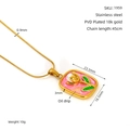Monet Garten Tulpenanhänger Kette 18k vergoldeter Edelstahl mit rosa Emaille und Perle - Rosa Tropföl-Tulpen-Stil (ZX1959)