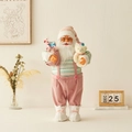 Père Noël rose et vert menthe tenant un ours en peluche blanc et des sucres d'orge - 60cm Père Noël Rose avec Ours
