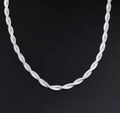 Silver double-layered twisted snake chain necklace in high-quality polished titanium steel - Two Strand Braided Chain / Steel