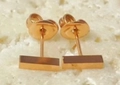 Elegant gold rectangular stud earrings with cubic zirconia inlay for women - Gold Rectangular Style (BE46674CW0)