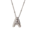 Balloon style letter A pendant necklace in shiny silver finish with fine chain links - Steel-Letter A