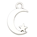 Silver vintage alloy crescent moon and star pendant for DIY necklaces and jewelry - Moon Star 11x17mm / Antique Silver
