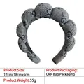 Thick sponge headband in grey floral corduroy with handmade label, 17x18x4cm size - 3-striped Print Dark Gray