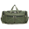 Large capacity green canvas travel bag with multiple zipper compartments and shoulder strap - Green