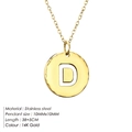 Minimalist 14K gold plated stainless steel necklace with round letter D pendant - Letter D (D-14K Gold)