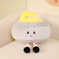 Creative curling stone plush toy with yellow handle and cute cartoon face expression - Yellow Style