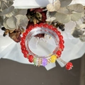Exquisite red crystal beaded bracelet with colorful accents and delicate charm - S069-explosive Red Pendant Bead Bracelet #sz552