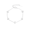 Elegant silver stainless steel bracelet featuring five hollow heart charms on a thin chain - Silver