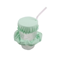 Light green fabric drink cover set with scrunchie and straw hole for club safety - Light Green