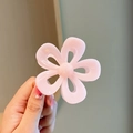 Pink jelly camellia flower hair claw clip with a glossy translucent finish for women - 8# Jelly Light Pink