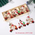 Cartoon wooden Christmas tree pendants set with Santa, Snowman and Elk in 24x9x1.5cm box - 9PC Skateboard Style Set