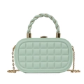 French style woven mint green box bag with gold handle and chain strap for women - Green