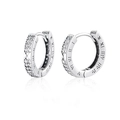 Orecchini a cerchio in argento S925 con numeri romani e pavé di zirconi cubici - Zirconia Romana (Paio) / Argento
