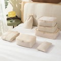 6-piece travel organizer set in apricot pink nylon with WISH HAVE A COLORFUL LIFE print - Cream Color-7Pcs Set