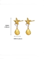 Gold ocean style earring variant with starfish, pearl, and shell charms, 25mm height - Gold Ocean Three-Piece Charm Drop Earrings(5584)
