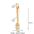 Mini ciondolo a forma di forchetta dorata da 24mm con anello di chiusura in cima - Forchetta Solida d'Oro