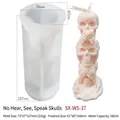 3-tier skull silicone mold for DIY Halloween candles featuring see hear speak no evil design - No Evil Skull Stack