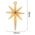Pendentif étoile dorée avec pierre violette et perles, dimensions 40 mm x 20 mm - Mauve Clair