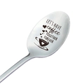 Silver stainless steel coffee spoon with engraved Let's have coffee together forever text - LET'S HAVE coffee TOGETHER FOREVER