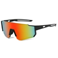 Matte black cycling sunglasses with red and yellow gradient fire mirrored lens - Black Frame Red Mirrored Lens