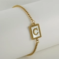 Adjustable 18k gold plated beaded bracelet with white shell C letter pendant - Letter C