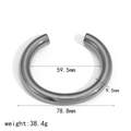 Spécifications de taille pour bracelet jonc minimaliste creux en acier inoxydable 18k - Argent (TB7127-S)