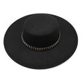 Cappello fedora nero a tesa larga piatta con fascia decorata di borchie dorate vintage - M (56-58cm) / Stile Punk Nero con Borchie Metalliche (4)