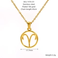 Polished 18k gold plated stainless steel Aries zodiac pendant necklace for women - Aries