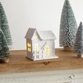 Luminous white Christmas cabin ornament with snowy texture and warm LED light, 8.2x7.2x9.4CM - Flocked White Wooden House - Style D