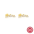 Orecchini a lobo dorati in argento S925 con perle graduate e zirconi lucidi - Stile Bottone Sfumato Perla Zirconia (60246661173C) / Argento 925