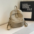 Chic beige corduroy backpack for women featuring stylish woven rope zippers and front pocket - Without Pendant / Khaki