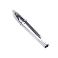 Serrated stainless steel food tongs in silver finish for professional BBQ and baking use - Large (C0899)