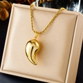 Collar de cadena trenzada punk con un colgante pulido en forma de diente dorado - Estilo de Colgante de Gota de Agua Curvada Dorada (N2486)