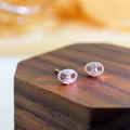 Elegant S925 sterling silver pig nose stud earrings with sparkling zircon inlay - White Gold