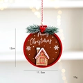 Felt Merry Christmas round ornament with gingerbread house, pine needles, 12cm height - Style A-Gingerbread House