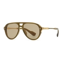 Classic aviator sunglasses with transparent olive brown frame and brown lenses - Olive Green Frame (C3)