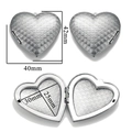 Silver stainless steel heart locket pendant with relief pattern and 42x40mm size detail - A54-Large Retro Pattern