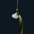 Green sandalwood lotus pendant with white jade-like finish and dark green silk tassels - Luminous Lotus - Top Tassel Style (5) / Approx. 2.5x3cm - Without Aroma Pill