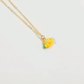 Minimalist golden necklace featuring a cute yellow fish enamel charm on a slim chain - Yellow Fish